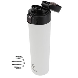 Ozizo 18 oz Cocktail Shaker with Mixing Ball, Insulated Spill Proof and Leak Proof Travel Mug with Push Button Lid and Pour Spout (1, White)