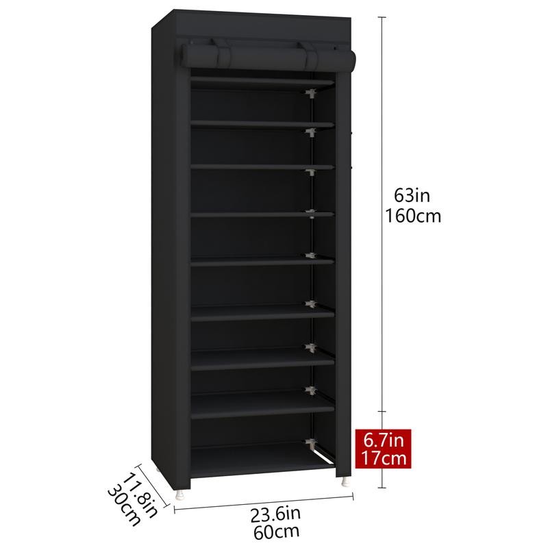 UDEAR 10 Tier Shoe Rack 9 Grids with Dustproof Cover