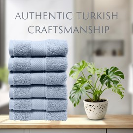 MAURA 6-Pack Premium Turkish Washcloth Set - Ultimate Luxury with Soft, Thick, Super Absorbent, and Oversized Cotton Face Towels - Ideal for a Hotel & Spa Quality Experience in Classic Serenity Blue