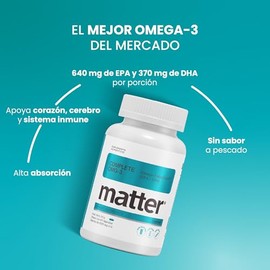Matter Complete OMG-3, Aceite de Pescado con Omega 3 MaxSimil, Máxima Absorción de EPA y DHA, Apoyo Cardiovascular, Cerebral y Visual, Opción de 60 o 