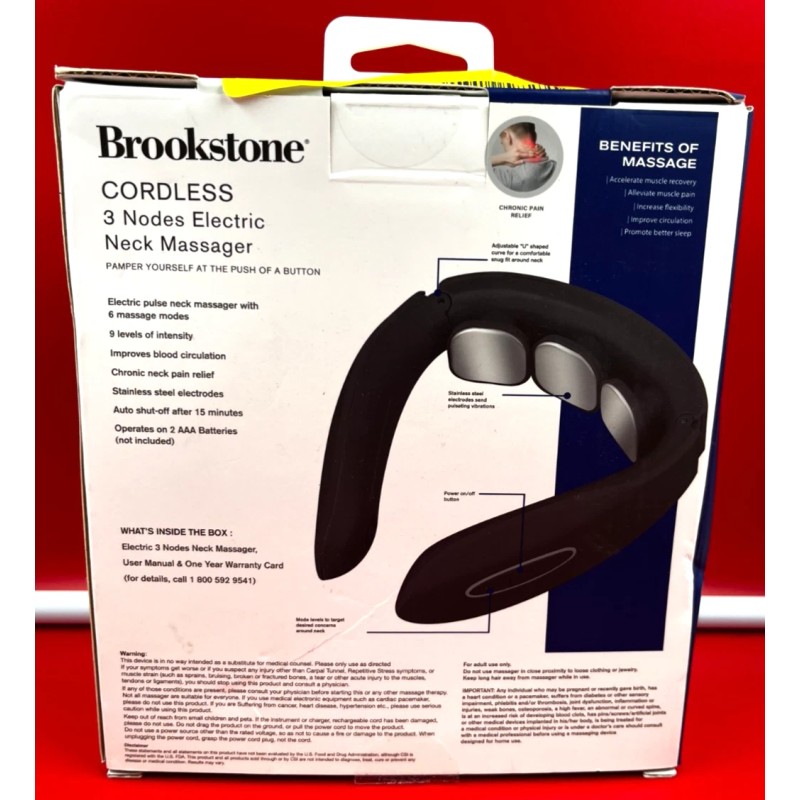 Brookstone Cordless 3 Nodes Electric Neck Messager Relax Deep Tissue