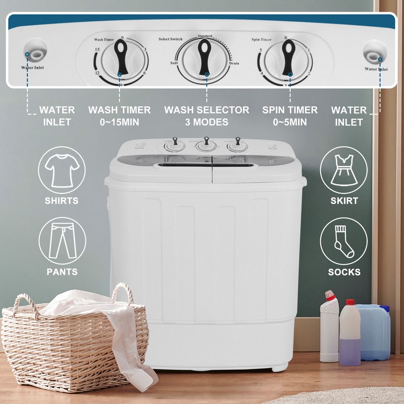 SEGAWE Compact Top Load Twin Tub Washer & Dryer with