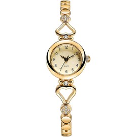 XCZAP Ladies Fashion Exquisite Compact Quartz Watch Elegant Luxury Silver Women Watches Designer Alloy Waterproof Bracelet Wristwatch (B Gold)
