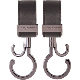 e.x.p.japon E-bgh09bk Buggy Hook, BK - Synthetic Leather, Black, 360 Degree Rotation, Double Hook, Stroller, Luggage, Load Capacity: Approx. 132.3 lbs (60 kg), Stroller, Pack of 2