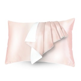 Pure Silk Pillowcase 100% Silk One Side 22 Momme Silk Pillowcase 43cm x 63cm Zipper Type 1pc Pillowcase Hair Care Pillow Cover Silk Hair Skin Light Pink