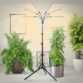Orchbloom 6-Head Grow Lights for Indoor Plants with Stand 54W, LED Plant Grow Light for Tall Houseplants, Bonsai Tree, Full Spectrum Growing Lamp with 4,8,12 Hr Timer, 24"-64" Adjustable Height