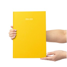 2024 2025 Academic A4 Week To View Hardback Diary Planner Organiser for School Student Teacher Mid Year (Yellow)
