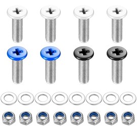 Pack of 8 Number Plate Screws Motorcycle License Plate Screws Fitting Kit, M5 x 17 mm Stainless Steel Motorcycle License Plate Holder for Moped Scooter Number Plate Holder, with Nuts & Washers