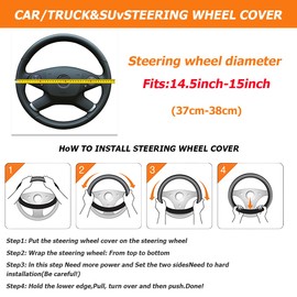 Osilly 15 Inch Car Plush Steering Wheel Cover for Winter Warm, Anti-Slip Automotive Steering Wheel Protector Interior Decoration for Women Man, Universal for Vehicle SUV Truck RV and More (Gray)