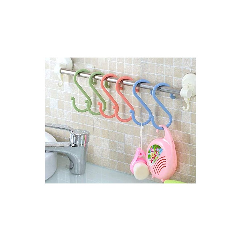 Dusenly 12pcs Colofrul S Shaped Hooks Plastic Hanging Hooks Hangers