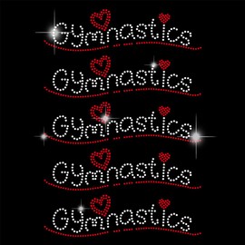 SUPERDANT Gymnastics Quotes Bling Iron on Rhinestone Red Heart Shape Crystal Rhinestone Iron on Hotfix Transfer Decals Diamond Heat Transfer Template Applique Repair Transfer Bling DIY Designs