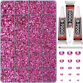 Juego de 30.000 diamantes de imitación de resina para hacer deslumbramiento, piedras preciosas de color rosa fuerte, cristales para manualidades, ropa, zapatos, camisas, tazas, juego de Bedazzler con