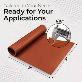 Exactly Rubber Red Fiber Reinforced Silicone Rubber Sheet 60A 1/16 x 3 x 9 Inch Made in USA