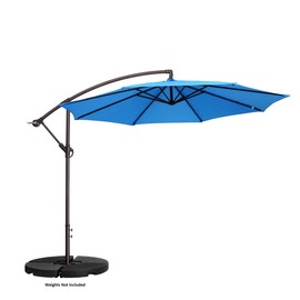 VILLACERA 83-OUT5411 10' Offset Outdoor Patio Umbrella with 8 Steel Ribs and Aluminum Pole and Vertical Tilt, Blue