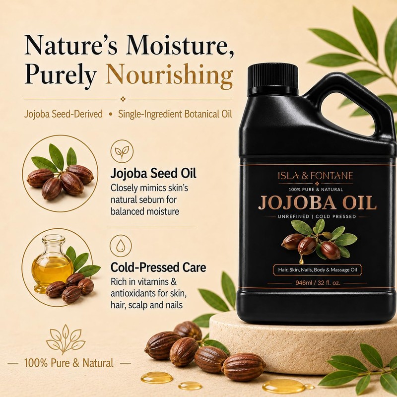 Jojoba Oil, 100% Pure, Cold Pressed, Unrefined, 32 fl oz