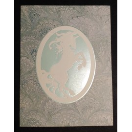 Vtg American Greetings Iridescent Unicorn Christmas Unused Card & Envelope Mint