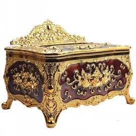 Luxurious Rose Tissue Box Acrylic Holder Cover Luxurious Elegant Design Tissue Holders Paper Holder Napkin Holder for Home Toilet Bath (Gold with Wine red)