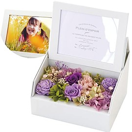 Marika Flower Preserved Flower Celebration Gift Photo Box L Edition Photo Frame (Purple) Respect for the Aged Day Grandma Gift