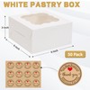 50pcs Cookie Boxes with Window, 6x6x3 Inches White Bakery Boxes,