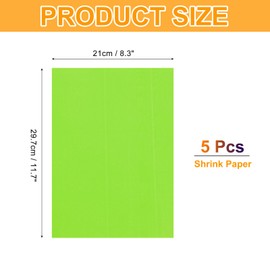 QUARKZMAN 5 Stück Schrumpffolienblätter, 8x12 Zoll Schrumpffolienpapier Hitze Schrumpfkunstpapier zum Herstellen von Ohrringen, Halsketten, Schlüsselanhängern DIY Bastelprojekt, Hellgrün