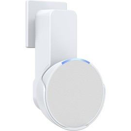 Maxonar Echo Pop Wall Mount Holder [No Drilling, Cable Storage, Fall Prevention] Smart Speaker Compatible Wall Mount Stand with Protective Cover (White)