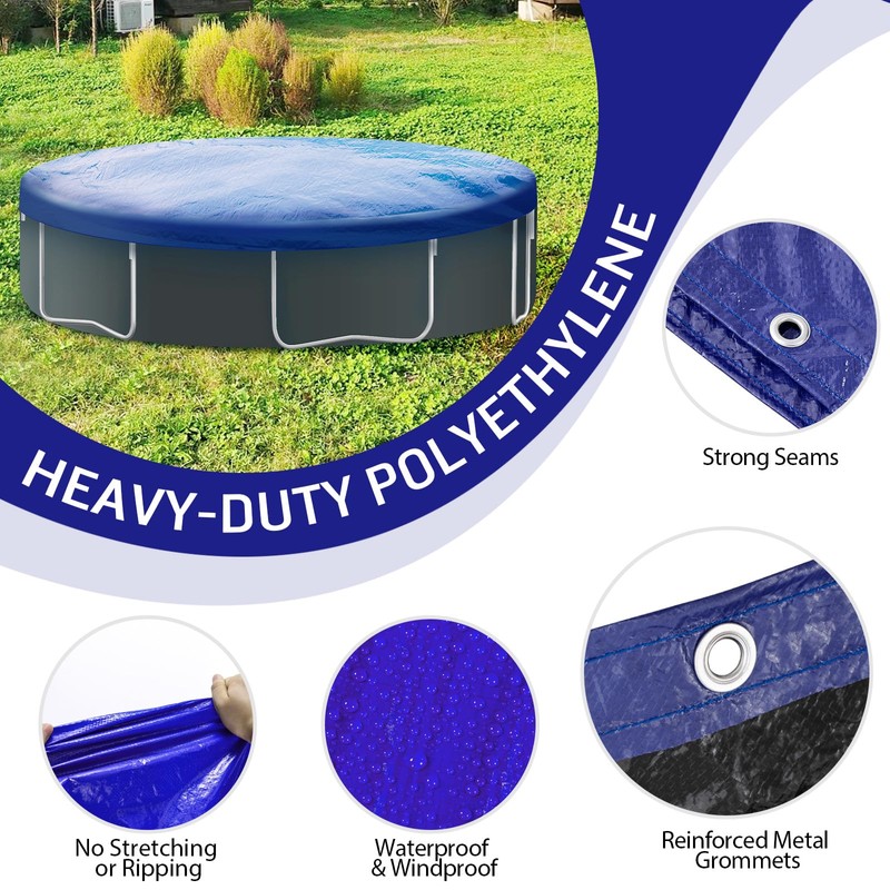 SUNLITAP 28Ft Heavy-Duty Round Pool Cover, Fit Pool Size 24