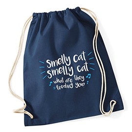 Hippowarehouse Smelly cat smelly cat what are they feeding you Drawstring Cotton School Gym Bag 37cm x 46cm, 12 litres