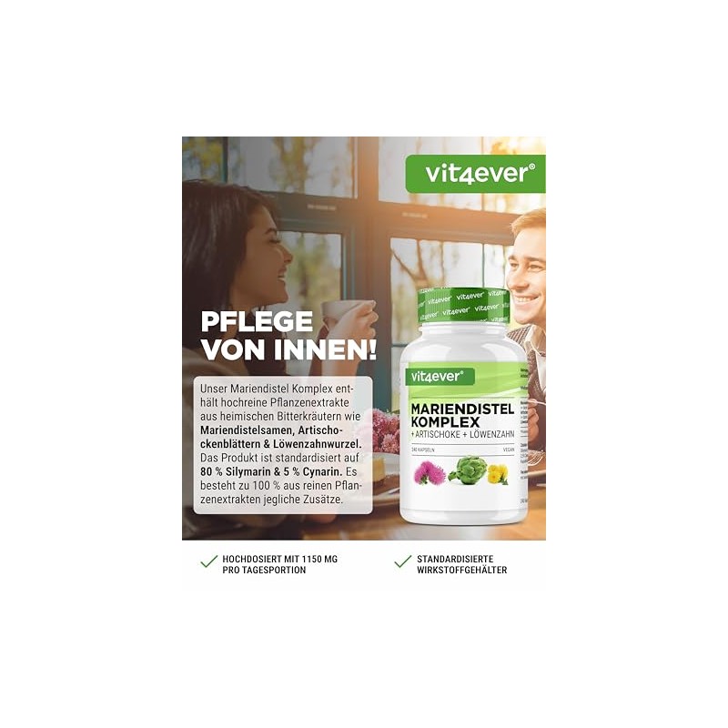 vit4ever Milk Thistle Artichoke Dandelion Complex - 365 Capsules |