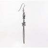 Gothic Skull on Cross Bones Sword Dangle Earrings Antique Silver