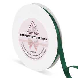 Handyman Crafts 3/8" Forest Green Double Faced Satin Ribbons 50 Yards HD Polyester Stain Ribbon for Wedding Gift Wrapping, Florist,Flowers,Arts Crafts,Balloons,Holidays,Christmas,Birthdays,Bow Makings
