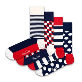 Happy Socks, Exclusive Colourful Premium Cotton Sock Gift Box for Men and Women (Pack of 4), Stripe (36-40)