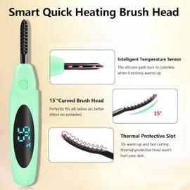 Heated Eyelash Curlers Electric Eyelash Curler with LED Display, 3 Temperature Modes Anti-Burn USB Rechargeable Natural Curling 24H Long Lasting for Women Makeup Tools Gifts N01