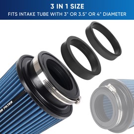 4 Inches Cold Air Intake Filter Universal 3" or 3.5" or 4" High Performance Washable Clamp-On Replacement Cone Air Filter 3 in 1 Size Blue