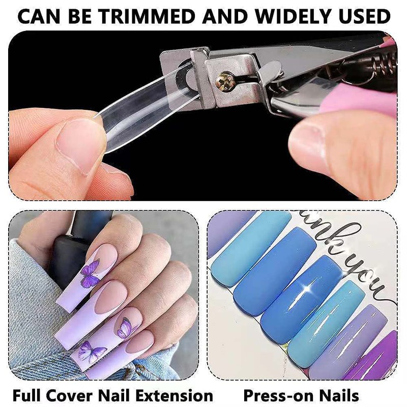 120 puntas de uñas extra largas con caja, transparentes XXL