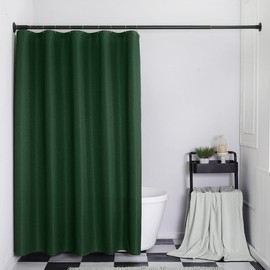 SPXTEX Dark Green Shower Curtains 72 inches Long Waterproof Fabric Farmhouse Modern Rectangle Textured Shower Curtains with Hooks for Bathroom Decorative Shower Room 72" W X 72" L