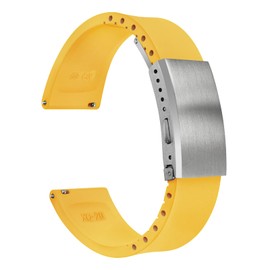 watchdives FKM Rubber Watch Strap, Cut to Size Fast Release Watch Band Soft Replacement Watchband with Milled Clasp for Men Women 18mm 19mm 20mm 21mm 22mm (Yellow, 22mm)