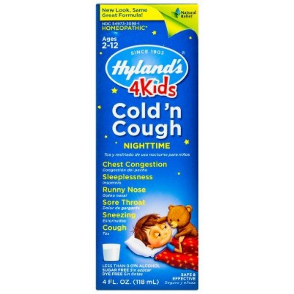 Hylands Nighttime Cold and Cough Liquid 4 Kids, 4 Ounce -- 2 per case.