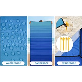 AISPARKY Pocket Beach Blanket Waterproof Sandproof Compact Picnic Mat with Sand Remover, Portable Outdoor Mat for Camping Hiking Travel Festival
