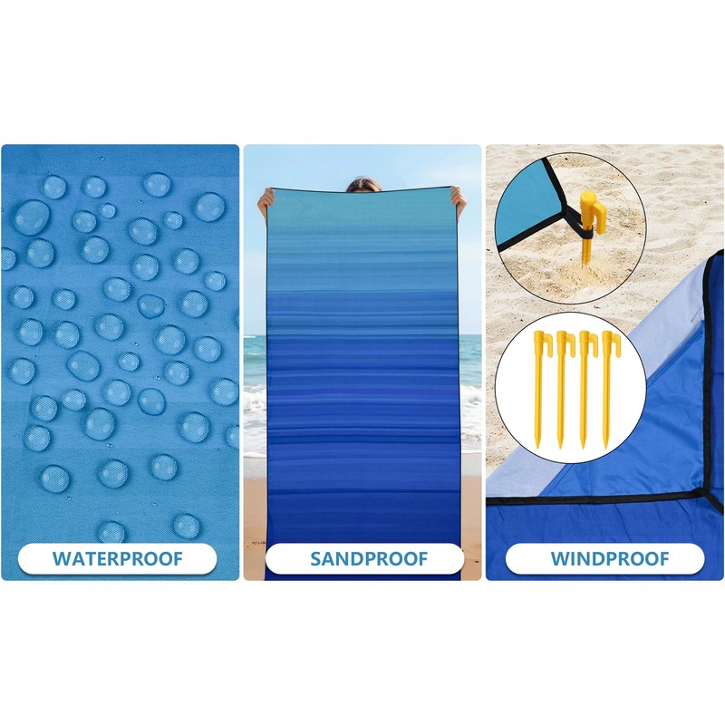 AISPARKY Pocket Beach Blanket Waterproof Sandproof Compact Picnic Mat with