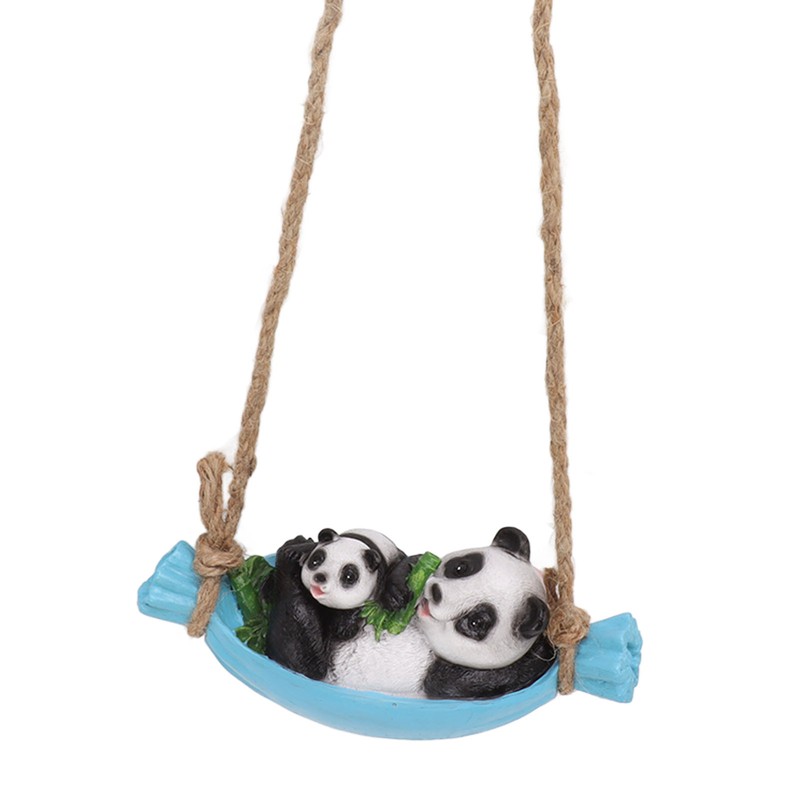Swing Panda Statue Mother and Baby Panda Lying On The