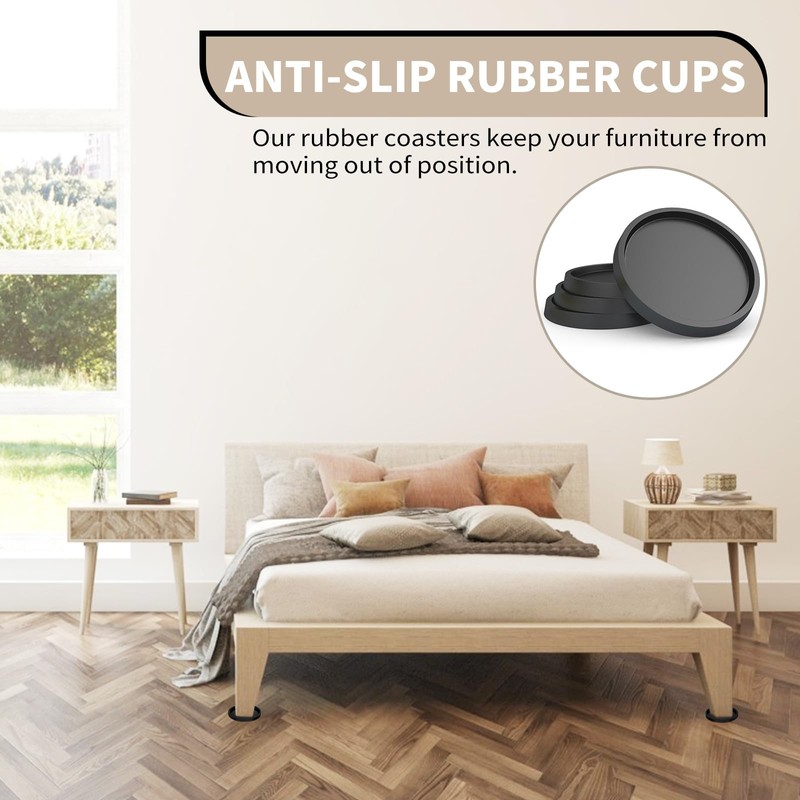Non Slip Furniture Coasters - 2.5inch 4PCS Round Rubber Furniture