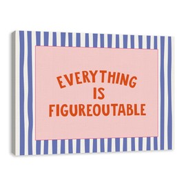 IWGDNJS Everything Is Figureoutable Inspirational Wall Art Decor, Motivational Wall Decor, Blue and Pink Positive Quote Canvas Artwork Prints for Home Bedroom Dorm Office, 11x14 Inch