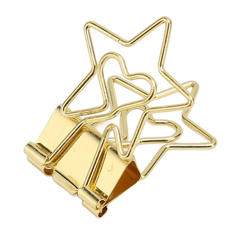 100 Pcs Binder Clips Star Shape Paper Clamps Hollow Long