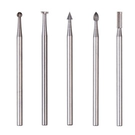 PROXXON No.26710 High Bit Set of 5 Types (Disc Shape) 0.1 inch (3.1 mm) Rod, Triangle, Cannon Bullet, Round 0.09 inch (2.3 mm) Shaft Diameter 0.09 inch (2.35 mm)