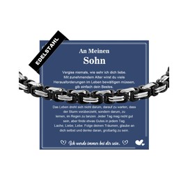 CheersLife An My Son Bracelet Son Gift from Mum Dad Stainless Steel Bracelet for My Son Christmas Gift Ideas Boy 18th Birthday Bracelets Son Gifts Boy Teenager Bracelet Men, Stainless Steel, Bead
