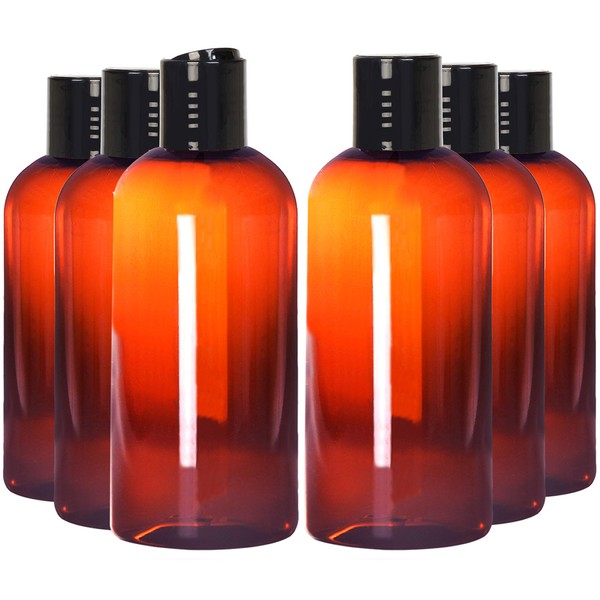 Youngever Set of 10 250 ml Plastic Bottles with Disc Stopper, Travel Bottles with Disc Closure, Squeeze Bottles with Disc Closure, Lotion, Cream (Amber)