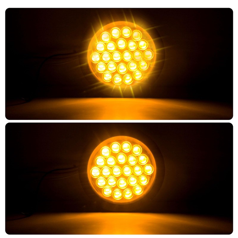 8pcs 4 Inch Round Amber Strobe Lights 24 LED Trailer