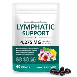 Lymphatic Drainage Supplements 4275mg - 21-in-1 Herbal Blend with Dandelion, Burdock Root & Elderberry - Supports Circulation & Fluid Balance - 60 Softgels