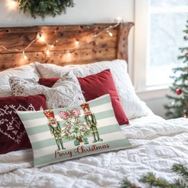 Dilemat Merry Christmas Pillow Cover 12x20,Christmas Home Room Decor,Nutcracker Christmas Decor Throw Pillow Covers for Couch Bed Home Bedroom Living Room
