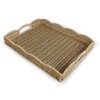 Serving Tray with Scalloped Edge, Rectangular Wicker Tray with Handles,